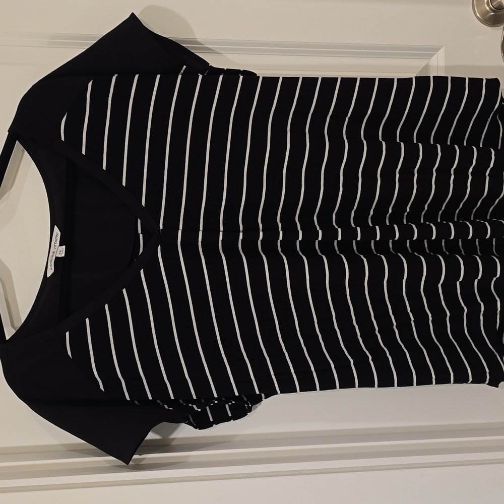 Adrienne Vittadini Black and White Striped Tee